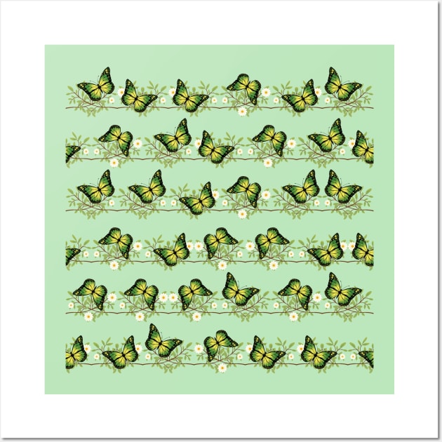 Green butterflies pattern Wall Art by Gaspar Avila